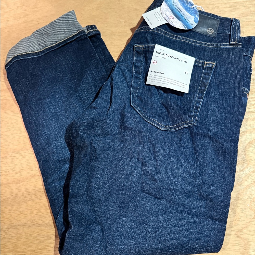 NWT AG Adriano Goldschmied Dark Blue Boyfriend Jeans